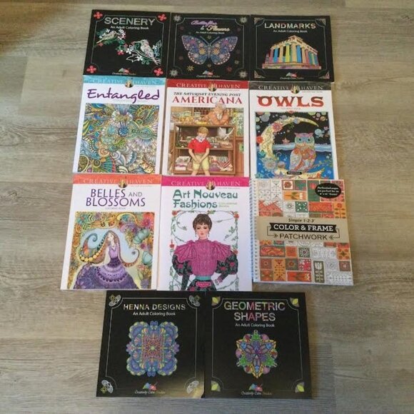 Bundle of 11 Adult Unmarked Coloring Books - Stress Relievers - Picture 1 of 1